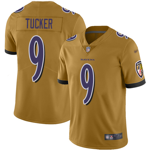 Baltimore Ravens Limited Gold Men Justin Tucker Jersey NFL Football 9 Inverted Legend